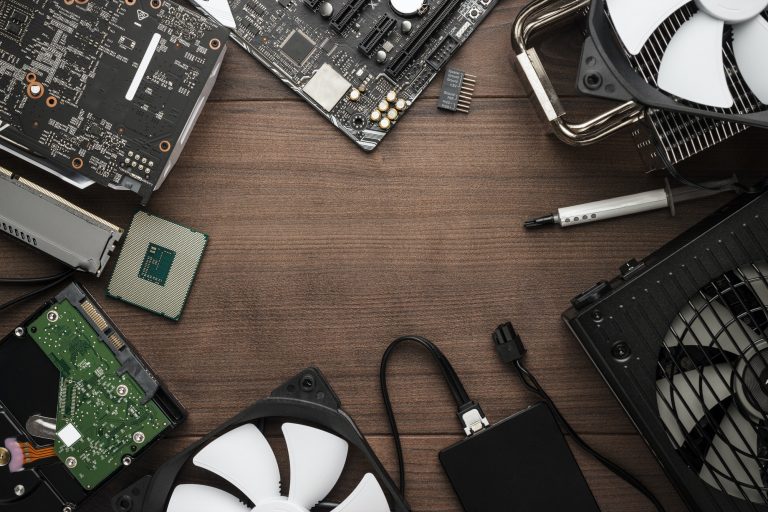 Cpu And Other Computer Parts On The Table